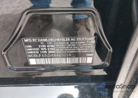 2004 Mercedes-Benz E 320 from USA, damaged, VIN WDBUF65J54A465019